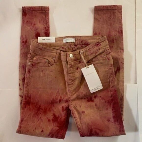 Zara Red Tie Dye Skinny Jeans NWT - Picture 9 of 15